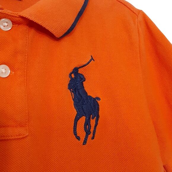 Polo Ralph Lauren Kids Big Pony Polo Shirt Rugby Embroidered Orange Boy 6 School - Picture 4 of 10